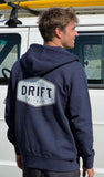 Drift Zip French Navy Organic Heavyweight Hoody in Organic Cotton