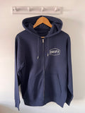 Drift Zip French Navy Organic Heavyweight Hoody in Organic Cotton